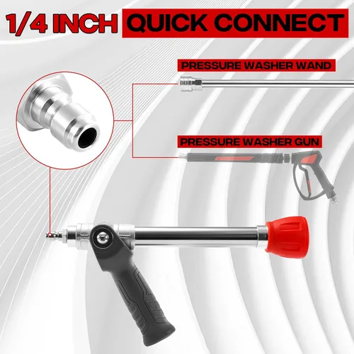 Vista 7 de Boquilla ajustable para lavadora a presión de largo alcance para revestimiento de 2 pisos 2 Mode Shooter Tip, 12" Stainless Steel Lance, 1/4