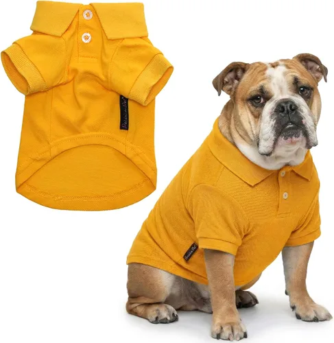 Vista 39 de Camisas Polo Parisian Pet - Camisa de Algodón Transpirable para Perros - Azul Sólido, Ropa de Verano con Capucha - Cuello con Botón para Perros