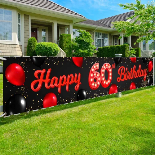 Vista 45 de Cartel de feliz cumpleaños número 10 color rojo y negro, globos para decoración temática para patio, jardín, niñas, mujeres, princesas, decoraciones