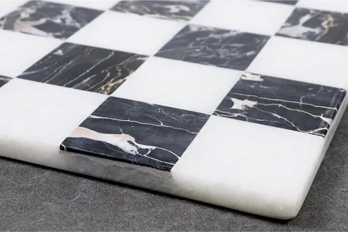 Vista 3 de Royal Chess Mall - Tablero de ajedrez de lujo de piedra de mármol sin bordes de 15 '' - Piedra blanca y negra