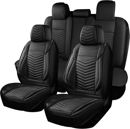 Vista 17 de HChengkikz - Fundas de asiento de automóvil, transpirables e impermeables de piel sintética para automóviles, funda de asiento universal