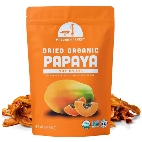 Vista 13 de Mavuno Harvest Paquete variado de frutas secas orgánicas, mango seco, papaya, piña, plátano, yaca y mezcla tropical, saludable, vegano, sin azúcar