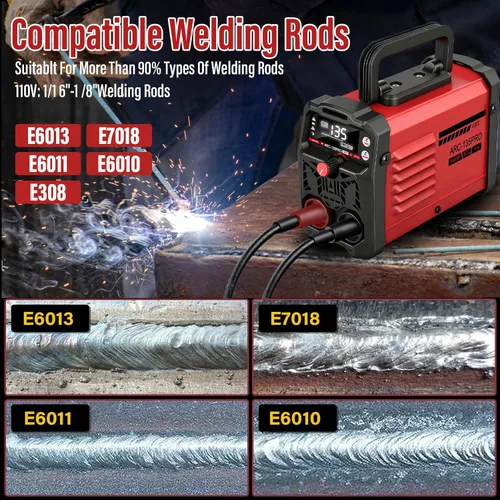Vista 4 de MMA-135PRO Soldador de palo 110V, Lift TIG 2-en-1 Mini soldador para Rojo