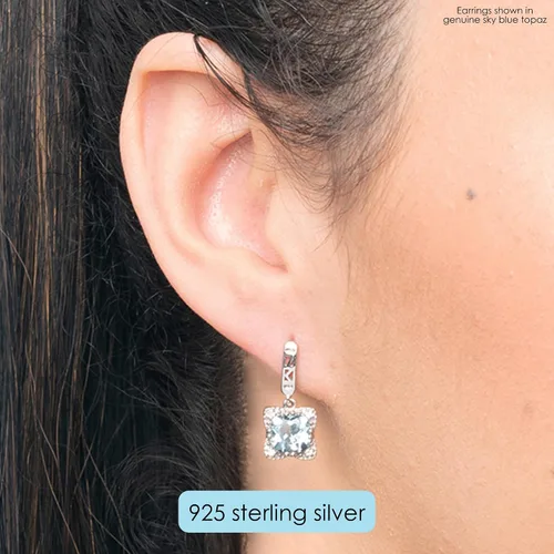 Vista 2 de Nicole Miller Fine Jewelry - Pendientes colgantes de plata de ley con doble punta, cojín de 0.276in