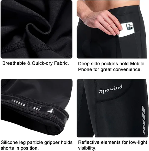 Vista 4 de Men's Cycling Shorts Padded Biking Cycle Clothes Bike Riding Pants Bicycle Mountain Bike Wear UPF 50+