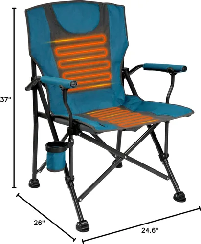 Vista 3 de Backyard Expressions - Silla de campamento portátil con calefacción de lujo, azul/gris, ideal para camping, deportes y playa
