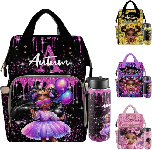 Vista 37 de Mochilas personalizadas con nombre personalizado para bebé, bolsa de pañales con monograma con bolsillos térmicos para adultos y niños, impermeable
