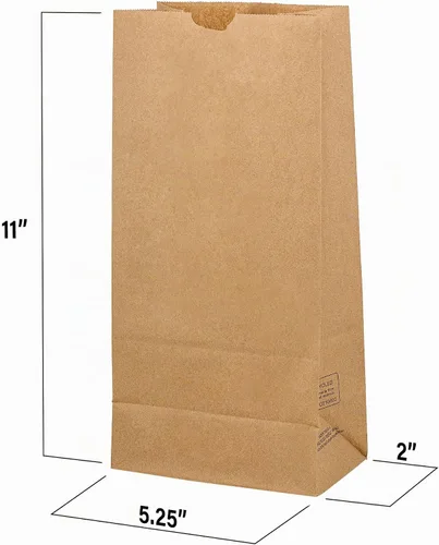 Vista 2 de MT Products Bolsas de papel marrón de 5 libras - Papel Kraft para panadería y comestibles - Paquete de 100