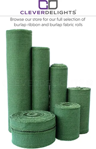 Vista 3 de CleverDelights Cinta de arpillera verde de 4 pulgadas, borde acabado, 10 yardas, tela de arpillera de yute