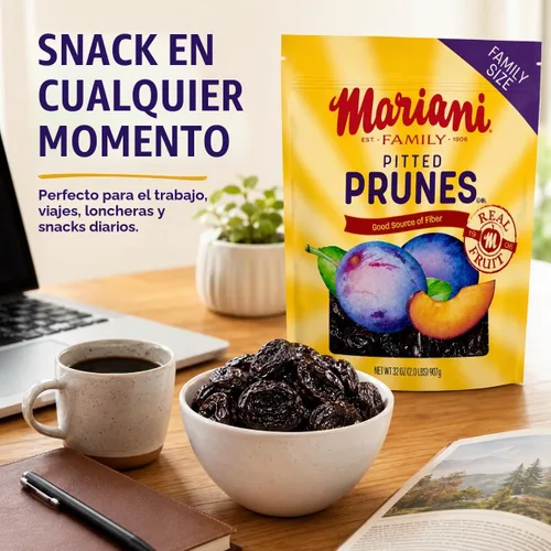 Vista 5 de Mariani Ciruelas pasas sin hueso Frutas secas Aperitivo saludable, vegano y sin gluten para niños y adultos Sin azúcar añadido 32 onzas