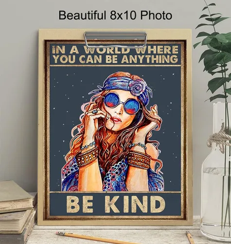 Vista 4 de Be Kind - Decoración de pared bohemia - Decoración de habitación hippie - Imagen bohemia - Arte de habitación hippy - Regalos de inauguración