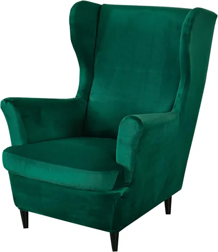 Vista 13 de MIFXIN Wingback - Funda para silla, de terciopelo de 2 piezas, elásticas, con funda de cojín, suave, lavable, protector de muebles para sala