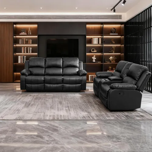 Vista 13 de Living Room Furniture Sets, Leather Recliner Sofa, Sectional Sofa Set with Convertible Table & Cup Holders, 3 Pieces Furniture for Living