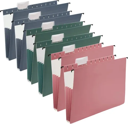 Vista 12 de Y YOMA Tamaño carta, paquete de 6 carpetas colgantes de acordeón con capacidad adicional, carpeta decorativa reforzada, carpeta expandible