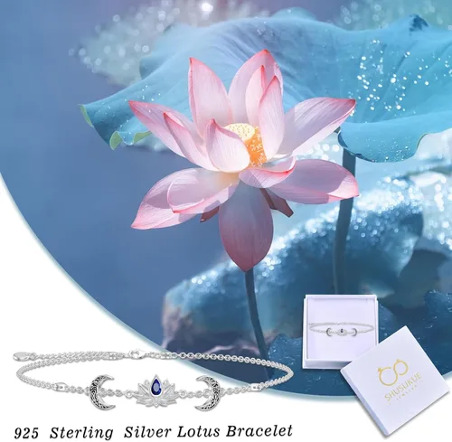 Vista 6 de Shusukue 925 Sterling Silver CatTurtle StarfishPenguinLotus Bracelet for Mom Daughter Wife Gift (with gift box)