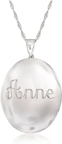 Vista 3 de Ross-Simons Sterling Silver Personalized Floral Locket Necklace