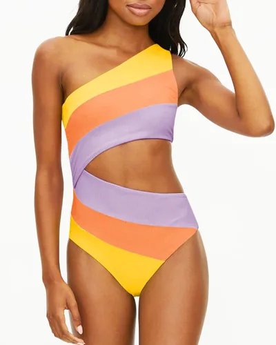 Vista 2 de Chang Yun Traje de baño de 1 pieza para mujer, diseño de bloques de color, monokini
