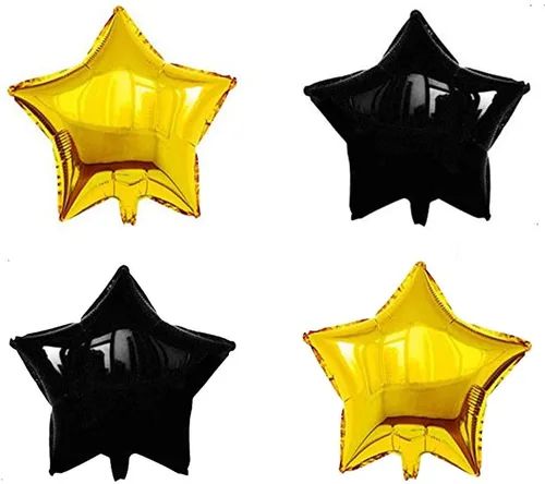 Vista 3 de 20 globos de papel de aluminio de estrella dorada y negra, globos de estrella negra de 18 pulgadas, globos de Mylar de estrella dorada