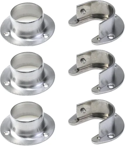 Vista 13 de 4 piezas de 2.008 in/2 pulgadas de diámetro de acero inoxidable para armario de armario de armario soporte de extremo de zócalo de soporte, soporte