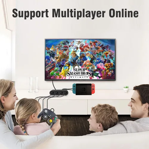 Vista 6 de Gamecube - Adaptador de controlador para interruptorinterruptor OLED Adaptador Gamecube compatible con PC Wii UAdapter con 4 puertos de 6 pies 59ft