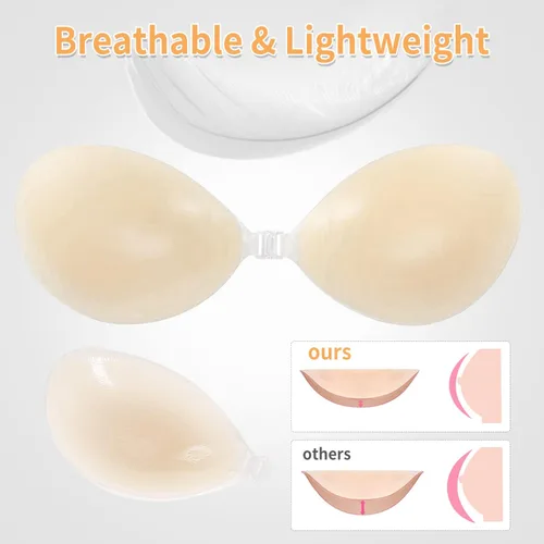 Vista 6 de Push Up Strapless Bras for Women, Lift Up Silicone Adhesive Bra, Reusable Invisible Sticky Bra for Backless Dress