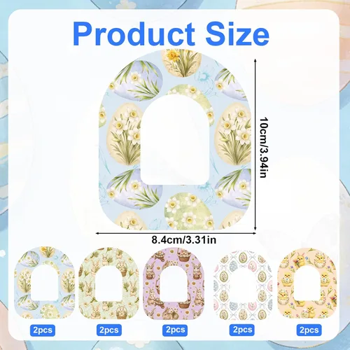Vista 2 de 10 parches adhesivos para Omnipod 5, estilo Pascua, transpirables y sin látex, impermeables, accesorios CGM para sensor de sobreparche (5 estilos)