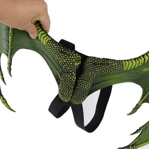 Vista 5 de XIANIWTA Disfraz de alas de dragón para niños conjunto de máscara de cola de dinosaurio disfraz de cosplay