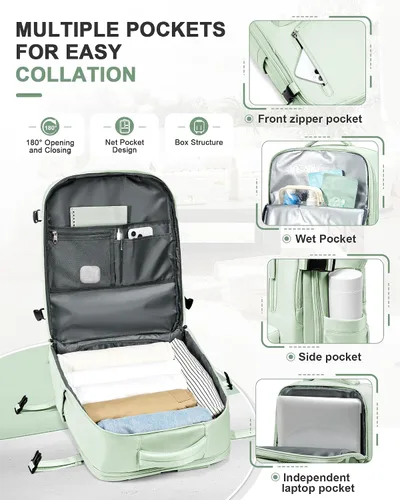 Vista 2 de VGCUB Mochila grande de viaje para trabajo, negocios, mochila para computadora portátil aprobada para vuelo, para mujeres y hombres, mochila