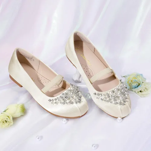 Vista 3 de DREAM PAIRS Zapatos de ballet planos con flores para niñas, Mary Jane, zapatos planos de bailarina para vestido de diariobodafiesta