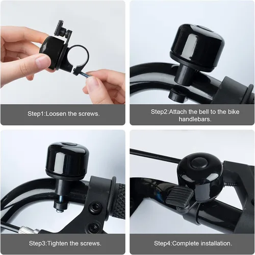 Vista 5 de Bike Bell 2 Pack with Loud Melodious Sound Classic Mini Bicycle Bell for Kids Adults Bike Horn for Road, Mountain Bike for Scooter, MTB, BMX