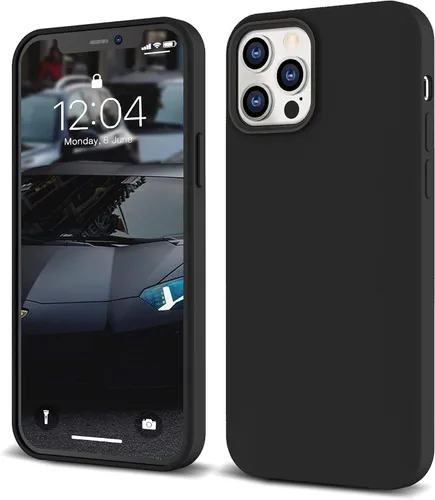 Vista 21 de IceSword Funda para iPhone 12 Pro Max, de silicona líquida delgada protectora a prueba de golpes, forro de microfibra antiarañazos, color azul