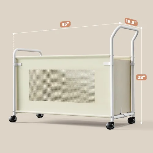 Vista 7 de KEEGH Caja de juguetes extragrande para niños con ruedas giratorias de 360°, baúl de juguetes resistente para niños y niñas, organizador