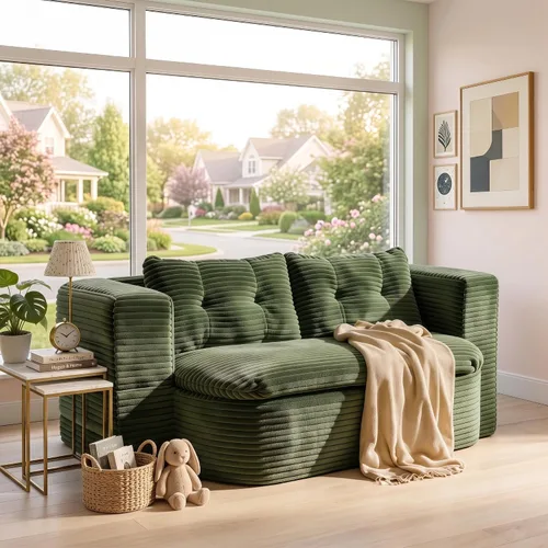Vista 15 de Sofá cama tipo futón de 78.7 pulgadas, sofá convertible de Marrón