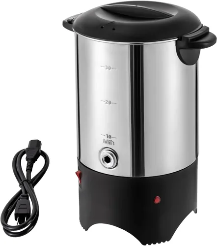 Vista 9 de Urna de café, 5.2L/1.37 galones de temperatura de acero inoxidable ajustable cafetera comercial cafetera de percolado con dispensador de bebidas