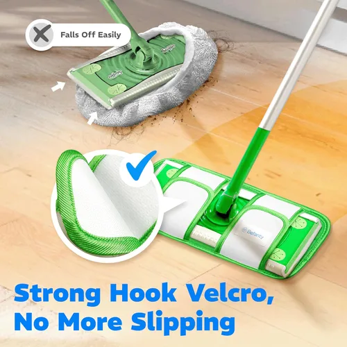 Vista 4 de Paquete de 2 almohadillas de microfibra reutilizables, compatibles con Swiffer Sweeper, paños lavables a máquina, repuestos para limpieza de todos
