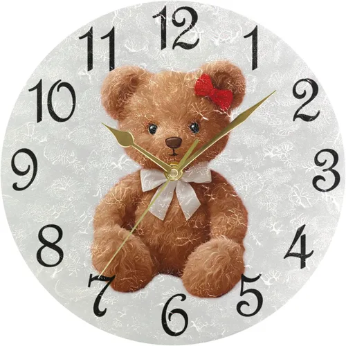 Vista 39 de Reloj de pared rústico retro con puerta de granero de madera, marrón, azul, funciona con pilas, silencioso, sin tictac, 10 pulgadas, reloj de mesa
