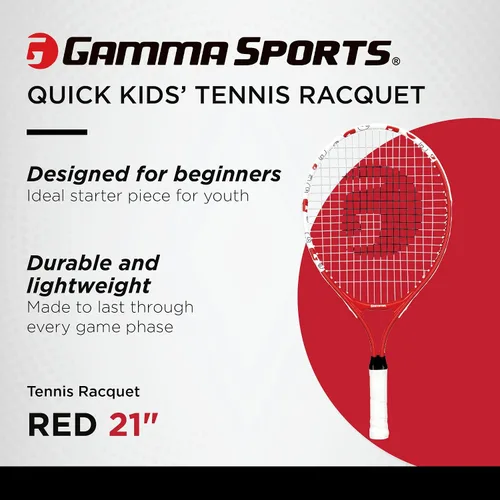 Vista 2 de Gamma Sports - Raqueta de tenis juvenil: raqueta de tenis Quick Kids de 19 pulgadas, raquetas de tenis juveniles prestrung para niños y niñas