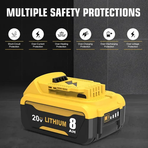 Vista 4 de Paquete de 2 baterías de repuesto DCB206 de 10.0Ah para Dewalt 20V Max compatible con Dewalt 20V batería DCB206-2 DCB203 DCB201 DCB204 DCD985B