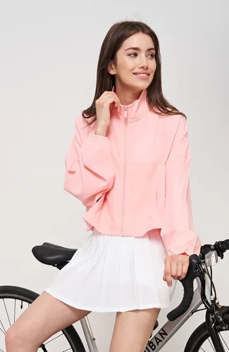 Vista 5 de icyzone Chaquetas recortadas de gran tamaño con cremallera UPF 50+ para mujer