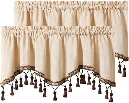 Vista 7 de Cortinas de doble cara de felpilla para cortina de cocina, cenefa para sala de estar