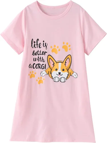 Vista 9 de Hupohoi Bata de dormir de manga corta para niñas grandes con lindos gatos, diseño de día perezoso, pijama Gato negro