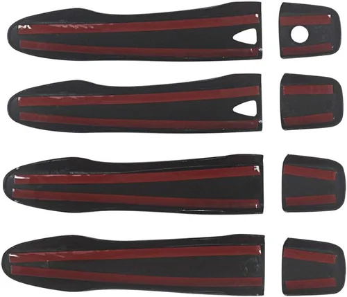 Vista 3 de NINTE Para Nissan Rogue 2014-2020 Murano 2016-2022 Maxima 2016-2022 - Cubiertas negras de ABS para manija de puerta con 2 orificios inteligentes