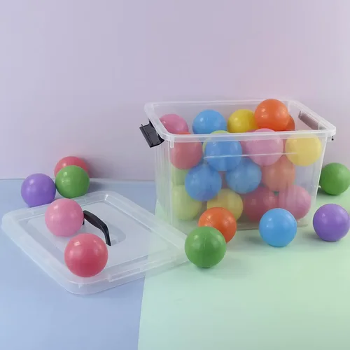 Vista 5 de Caja de almacenamiento transparente de plástico de 10 L, caja de plástico con tapa, paquete de 6 Clear Design, Locking Latch Lid, Convenient Top
