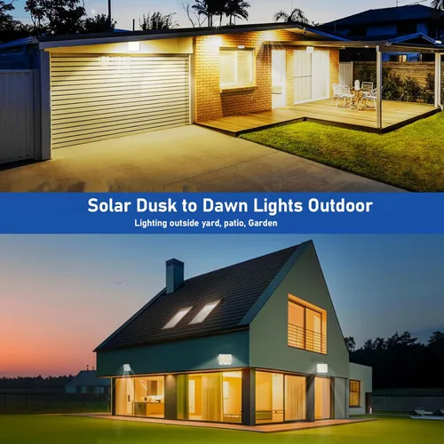 Vista 15 de Luces solares para exteriores, 226 luces LED con sensor de movimiento, iluminación solar del atardecer al amanecer con 3 modos, control remoto