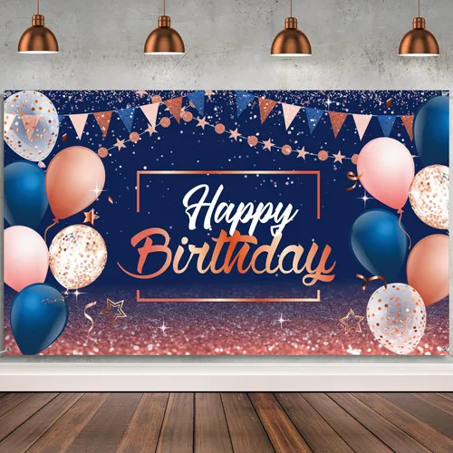 Vista 10 de Tatuo Cartel de fondo de decoración de feliz cumpleaños, cartel de fondo de cumpleaños con purpurina, suministros de fiesta, fondo de fotos