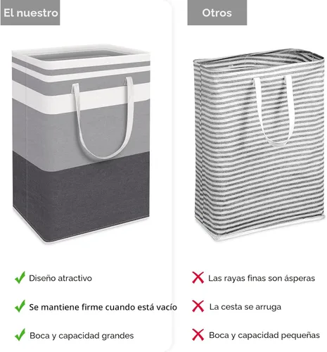 Vista 3 de HomeHacks Paquete de 3 cestas grandes para la ropa sucia, 75 litros cada una, impermeable, cesta de ropa independiente, cesta de ropa alta plegable