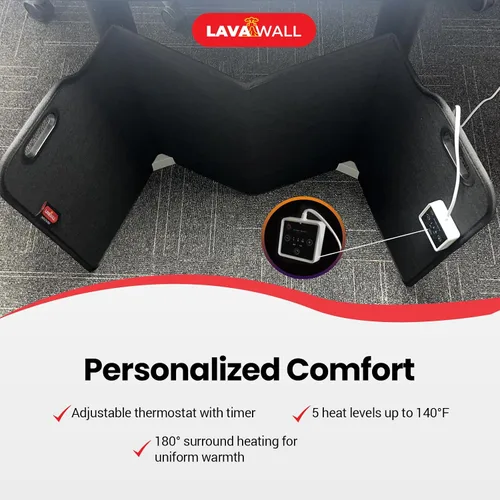 Vista 6 de Lavawall - Calentador eléctrico de pared: calentador de espacio portátil para oficina y hogar, temporizador y termostato, seguro y silencioso