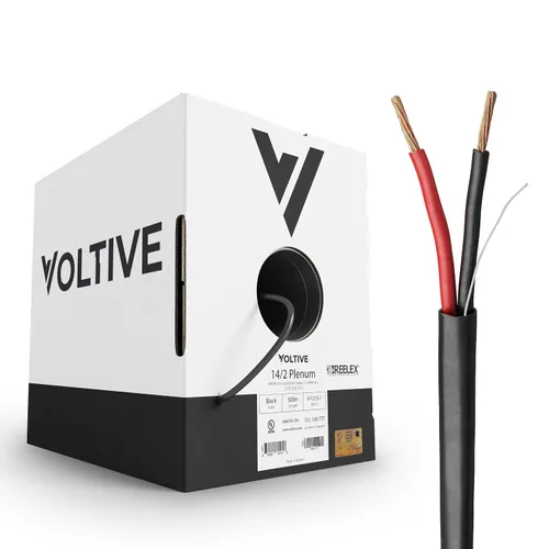 Vista 34 de Voltive Cable de altavoz 12/2, Plenum CL3P, blanco, 500 pies - 12 AWG, 2 conductores, cobre trenzado sin oxígeno, listado UL - V-1214-2