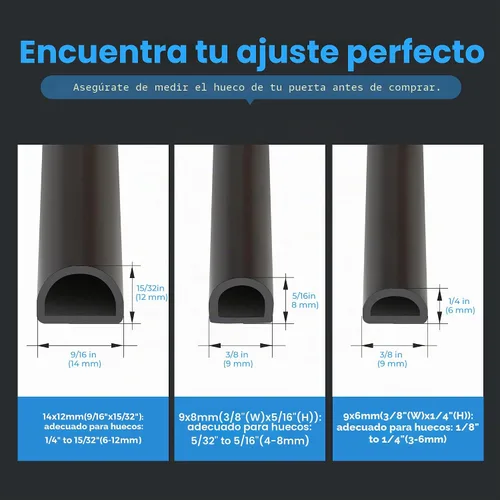 Vista 6 de Cinta de sellado de clima de silicona en forma de D, sello de puerta autoadhesivo de 23 pies, se ajusta a espacios de hasta 1/8" a 1/4", para marco