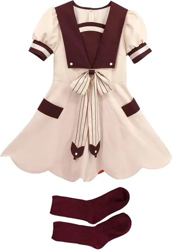 Vista 5 de C-ZOFEK Vestido de disfraz de cosplay con calcetines para mujer, fiestas de Halloween